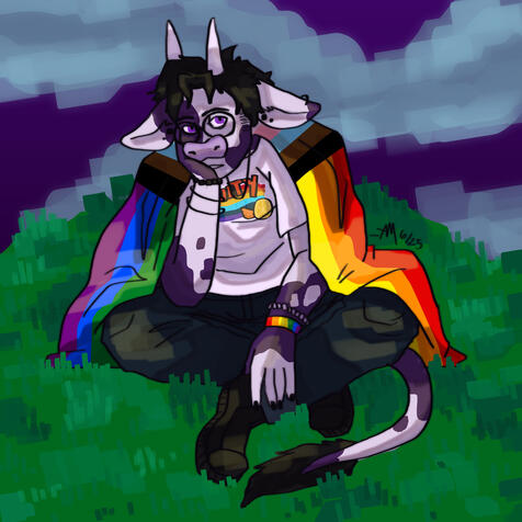 Cel shaded fullbody, background and prop (flag, grass, sky) - $30