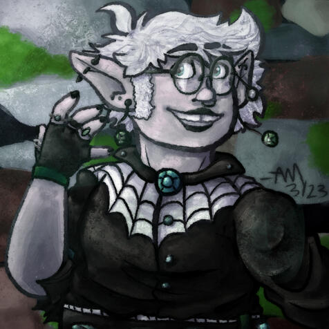 Rendered shading bust, background (shaded mossy stone wall) - $30