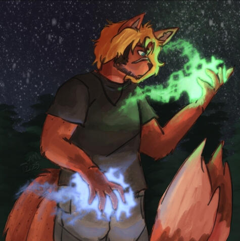 Rendered halfbody, background (night sky and trees) - $30