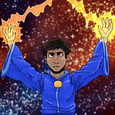 Scribble shading halfbody, background (custom galaxy, magic beam) - $28