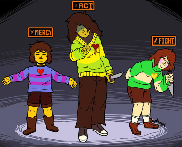 Fullbody flat color, background (manual rough pixel gradient and foreground), pixel brush, add 2 characters - $33